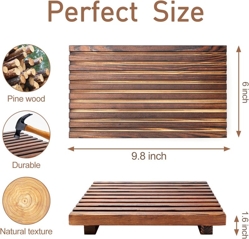 Renawe Farmhouse Bathroom Counter Organizer Wooden Display Pedesta Stand Small Kitchen Countertop Trays Decorative Wood Riser Dish Soap Dispenser Holder for Bathroom Decor Sink Accessories Vanity Tray - Image 5